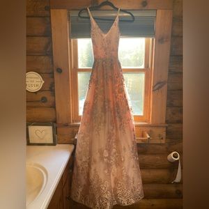 Flowery, Pink Prom Dress